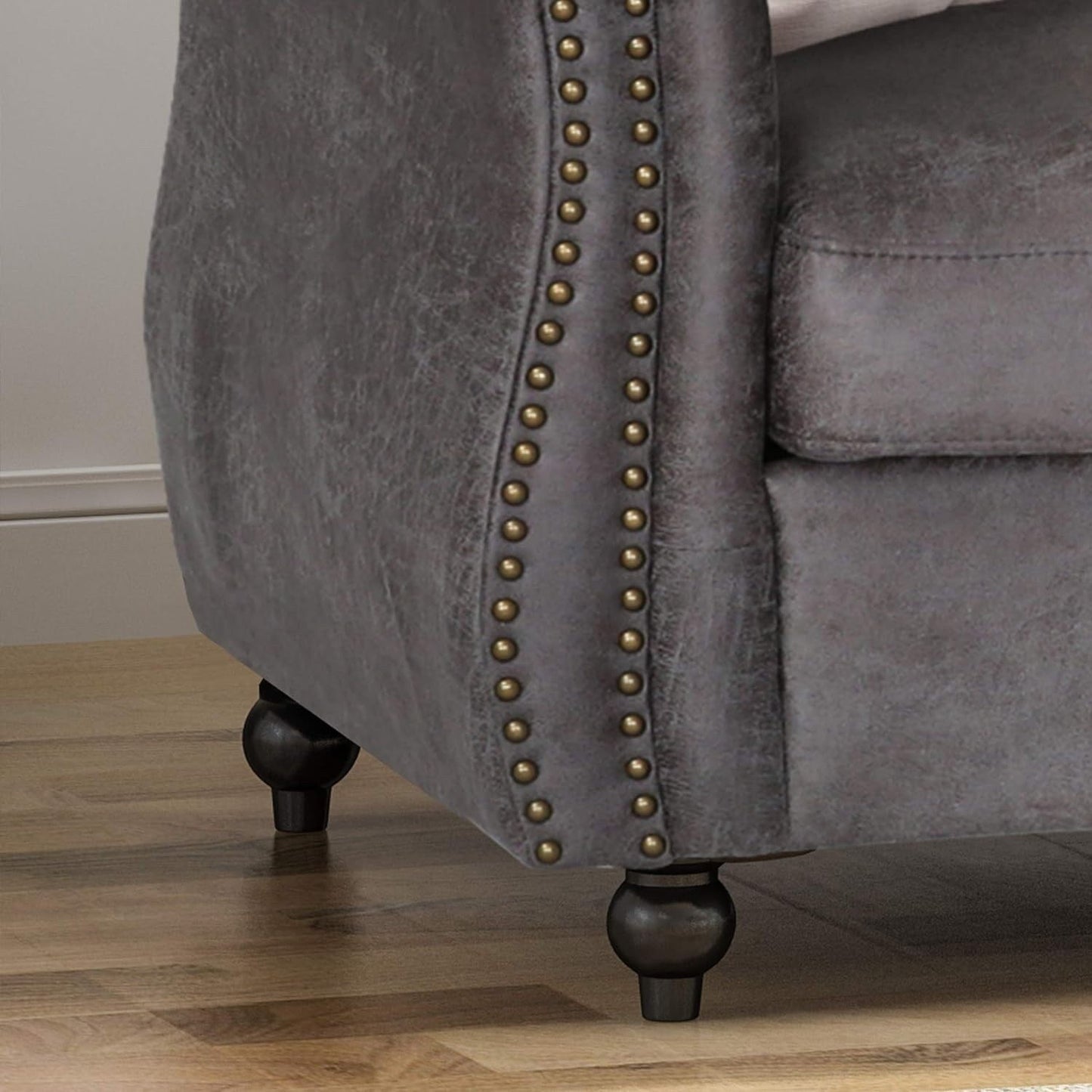 Canapé 3 places en velours de 84,5 pouces avec tissu doux, assise généreuse et structure légère