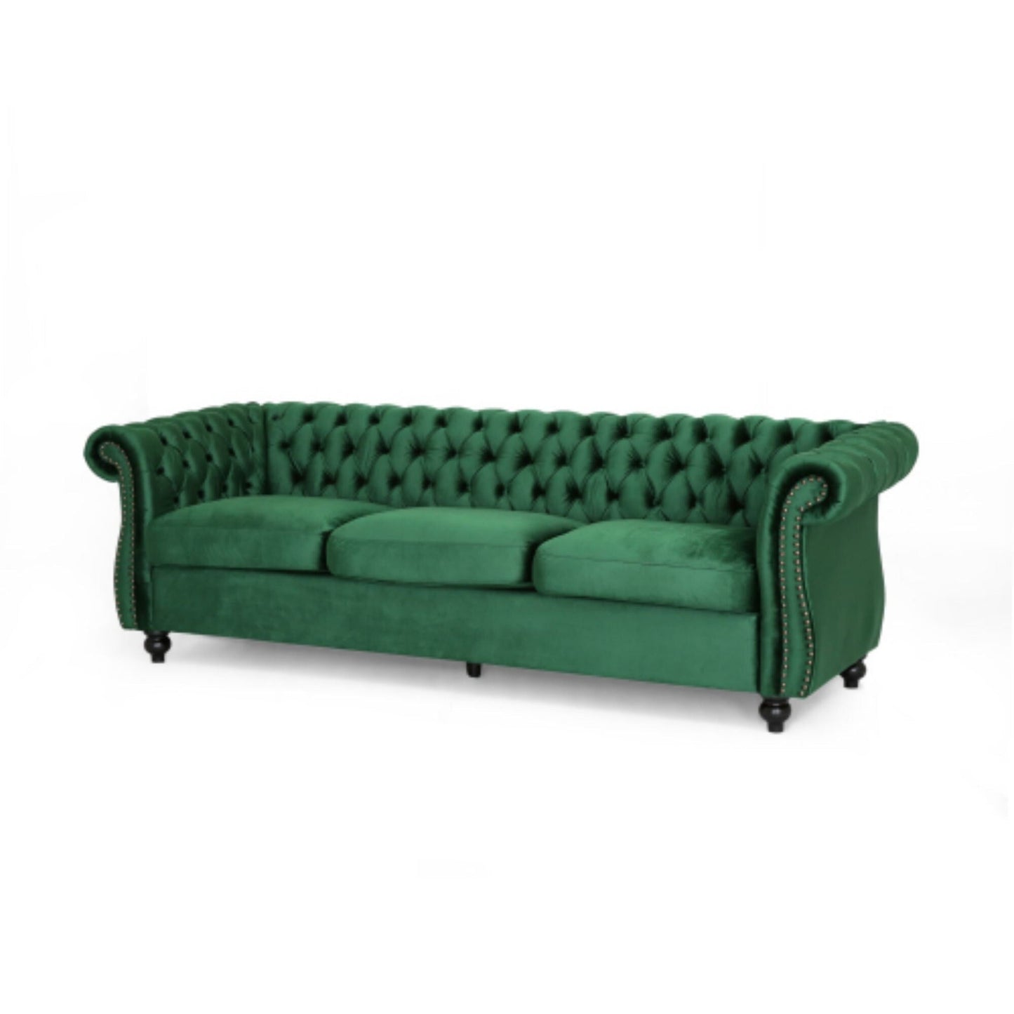 Canapé 3 places en velours de 84,5 pouces avec tissu doux, assise généreuse et structure légère