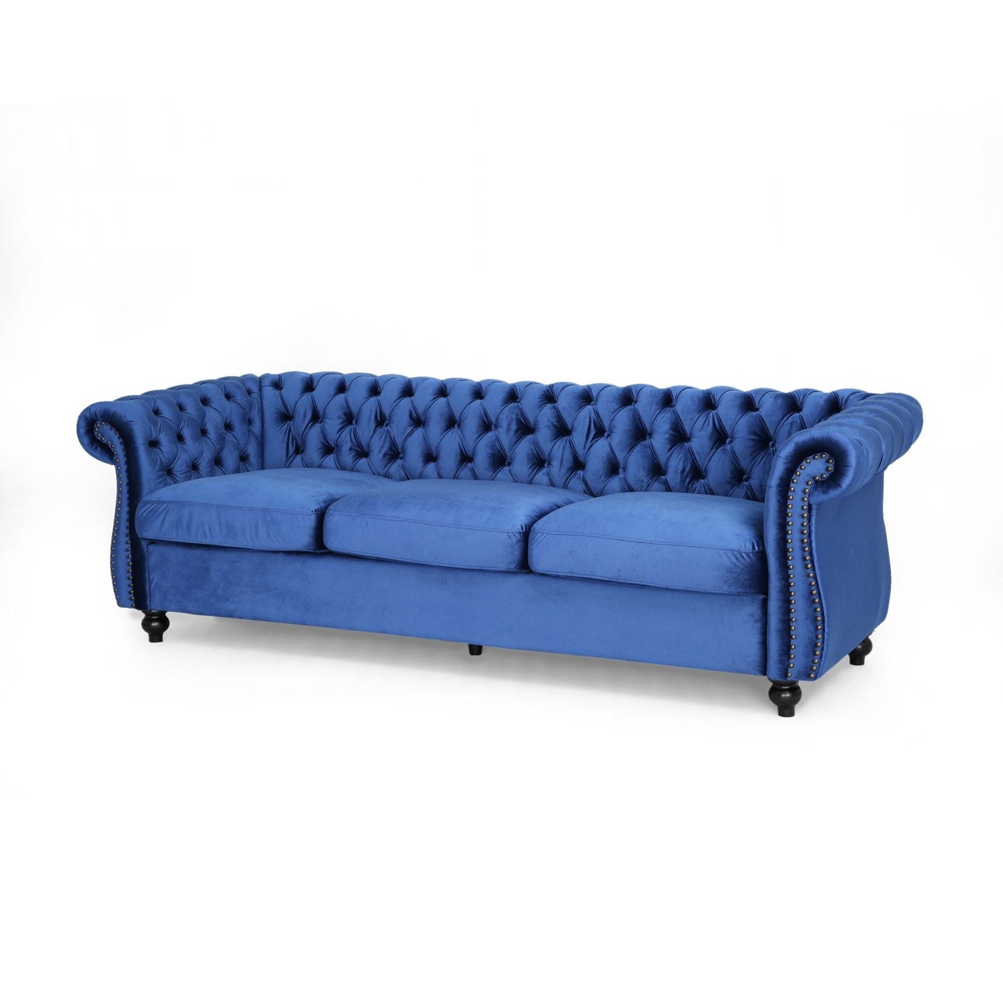 Canapé 3 places en velours de 84,5 pouces avec tissu doux, assise généreuse et structure légère