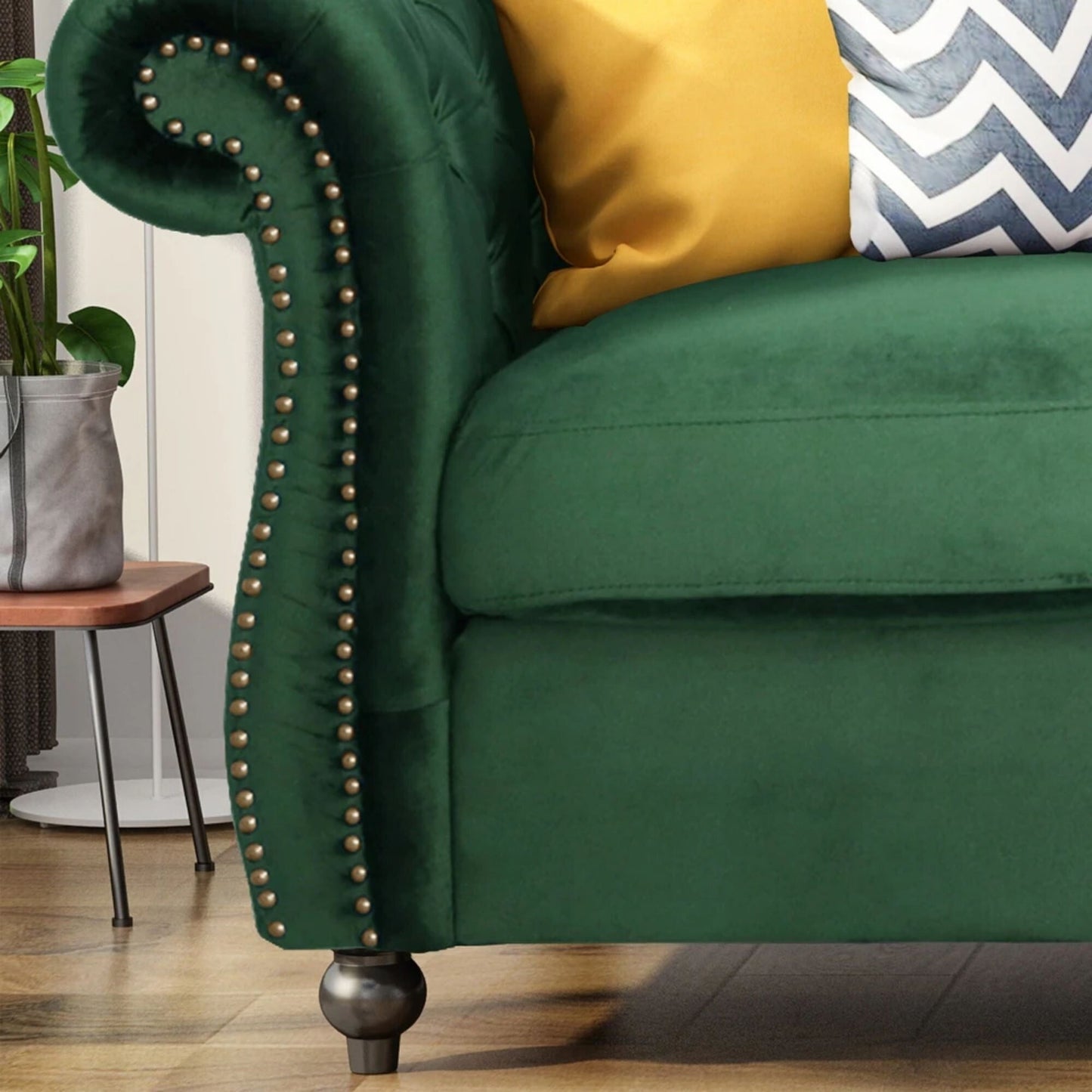 Canapé 3 places en velours de 84,5 pouces avec tissu doux, assise généreuse et structure légère