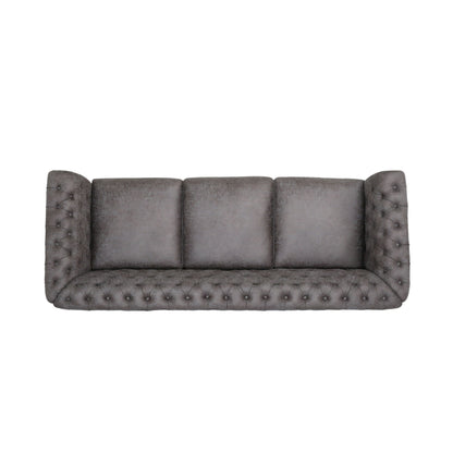 Canapé 3 places en velours de 84,5 pouces avec tissu doux, assise généreuse et structure légère