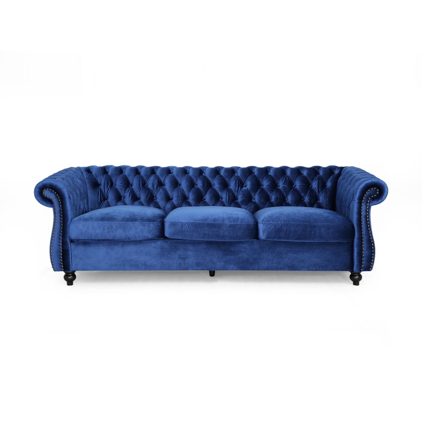 Canapé 3 places en velours de 84,5 pouces avec tissu doux, assise généreuse et structure légère