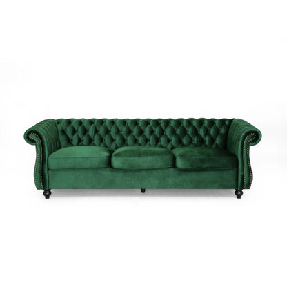 Canapé 3 places en velours de 84,5 pouces avec tissu doux, assise généreuse et structure légère