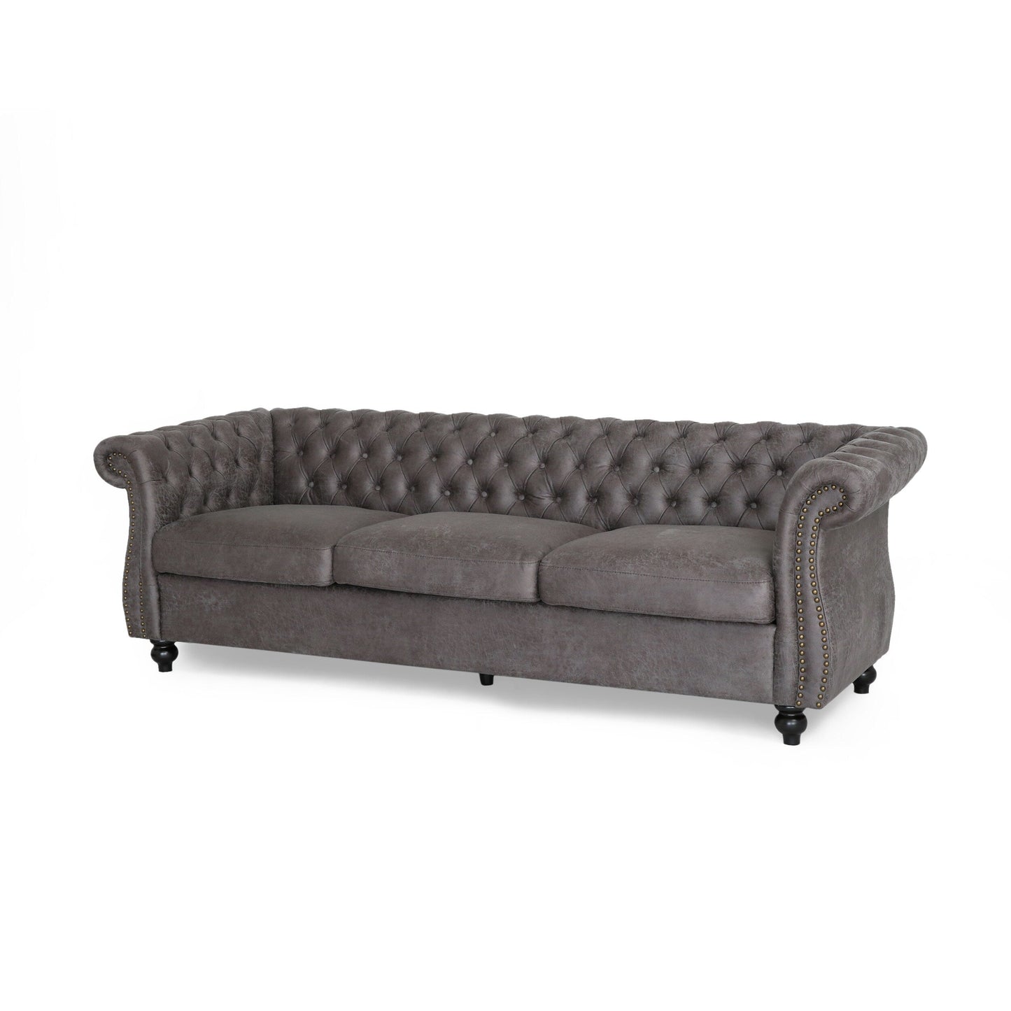 Canapé 3 places en velours de 84,5 pouces avec tissu doux, assise généreuse et structure légère