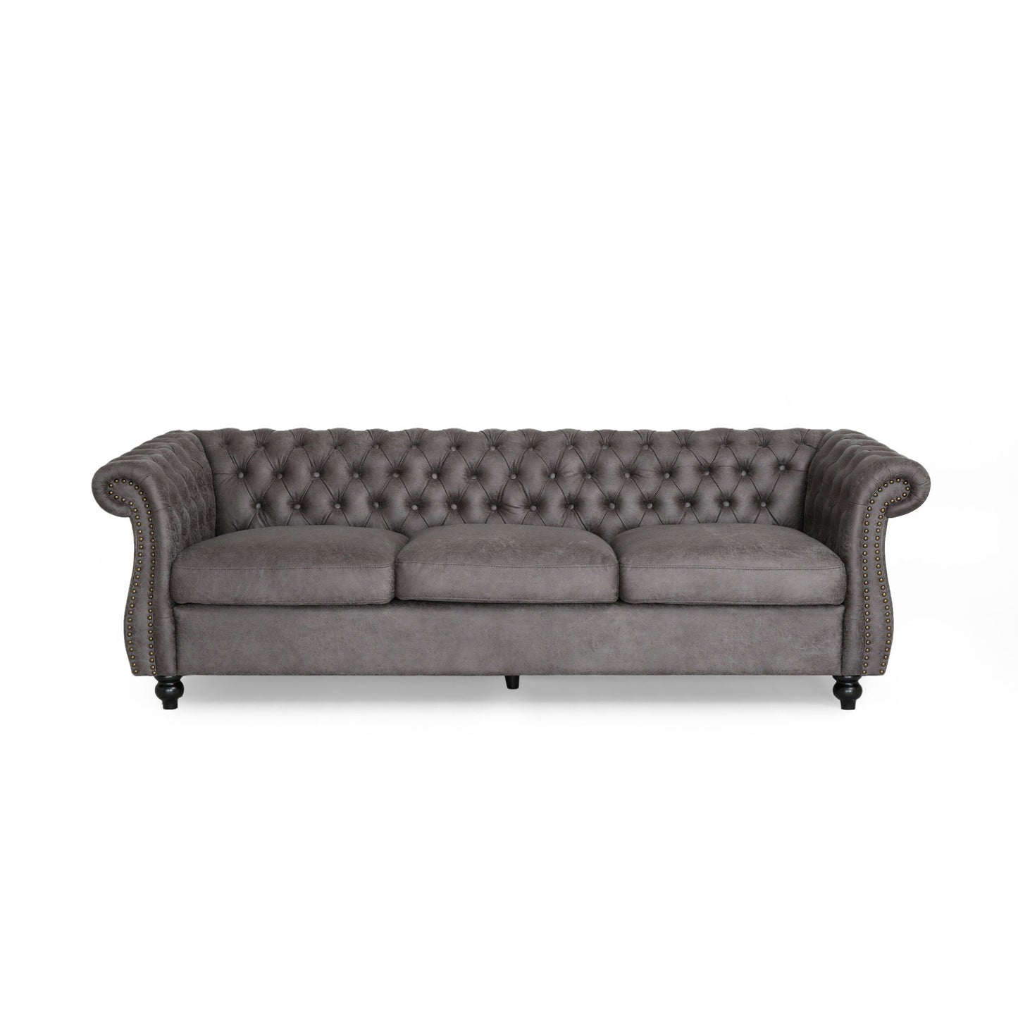 Canapé 3 places en velours de 84,5 pouces avec tissu doux, assise généreuse et structure légère