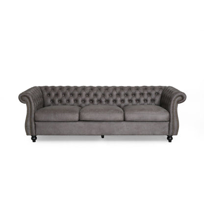 Canapé 3 places en velours de 84,5 pouces avec tissu doux, assise généreuse et structure légère