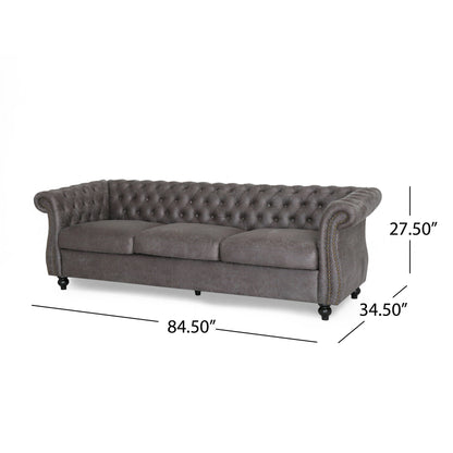 Canapé 3 places en velours de 84,5 pouces avec tissu doux, assise généreuse et structure légère