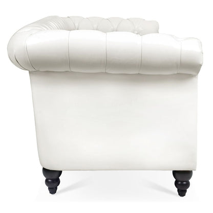 Canapé Chesterfield capitonné en similicuir avec accoudoirs roulés (84,65 po)