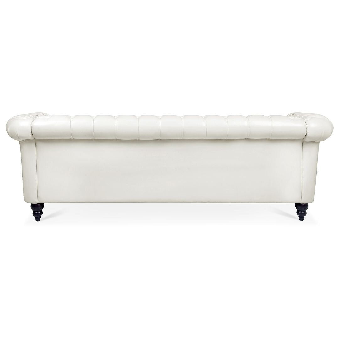 Canapé Chesterfield capitonné en similicuir avec accoudoirs roulés (84,65 po)