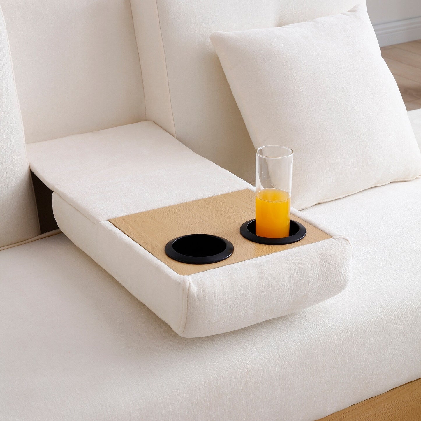 Canapé-lit convertible 3 places en coton et lin (84,65 €) avec pouf de rangement, table rabattable et 2 tiroirs