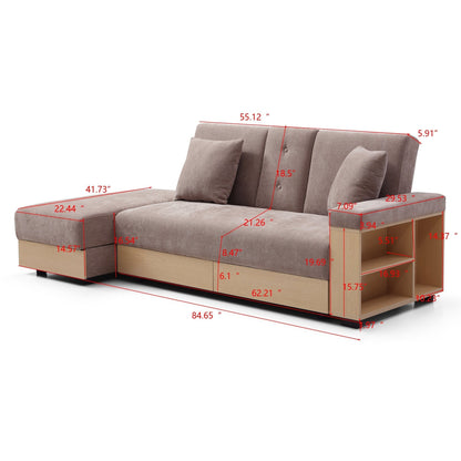Canapé-lit convertible 3 places en coton et lin (84,65 €) avec pouf de rangement, table rabattable et 2 tiroirs