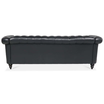 Canapé Chesterfield en cuir synthétique (3 places) avec accoudoirs roulés (84,65 $)