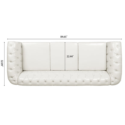 Canapé Chesterfield en cuir synthétique (3 places) avec accoudoirs roulés (84,65 $)