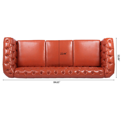 Canapé Chesterfield en cuir synthétique (3 places) avec accoudoirs roulés (84,65 $)