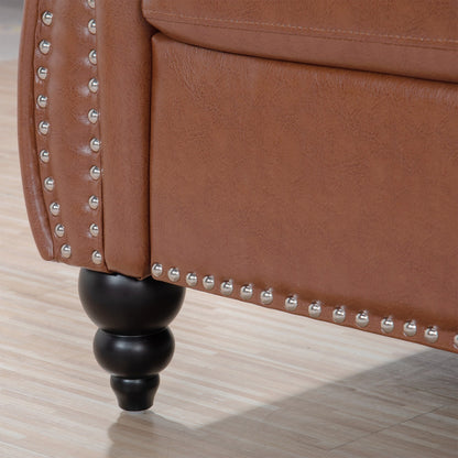 Canapé Chesterfield en cuir synthétique (3 places) avec accoudoirs roulés (84,65 $)