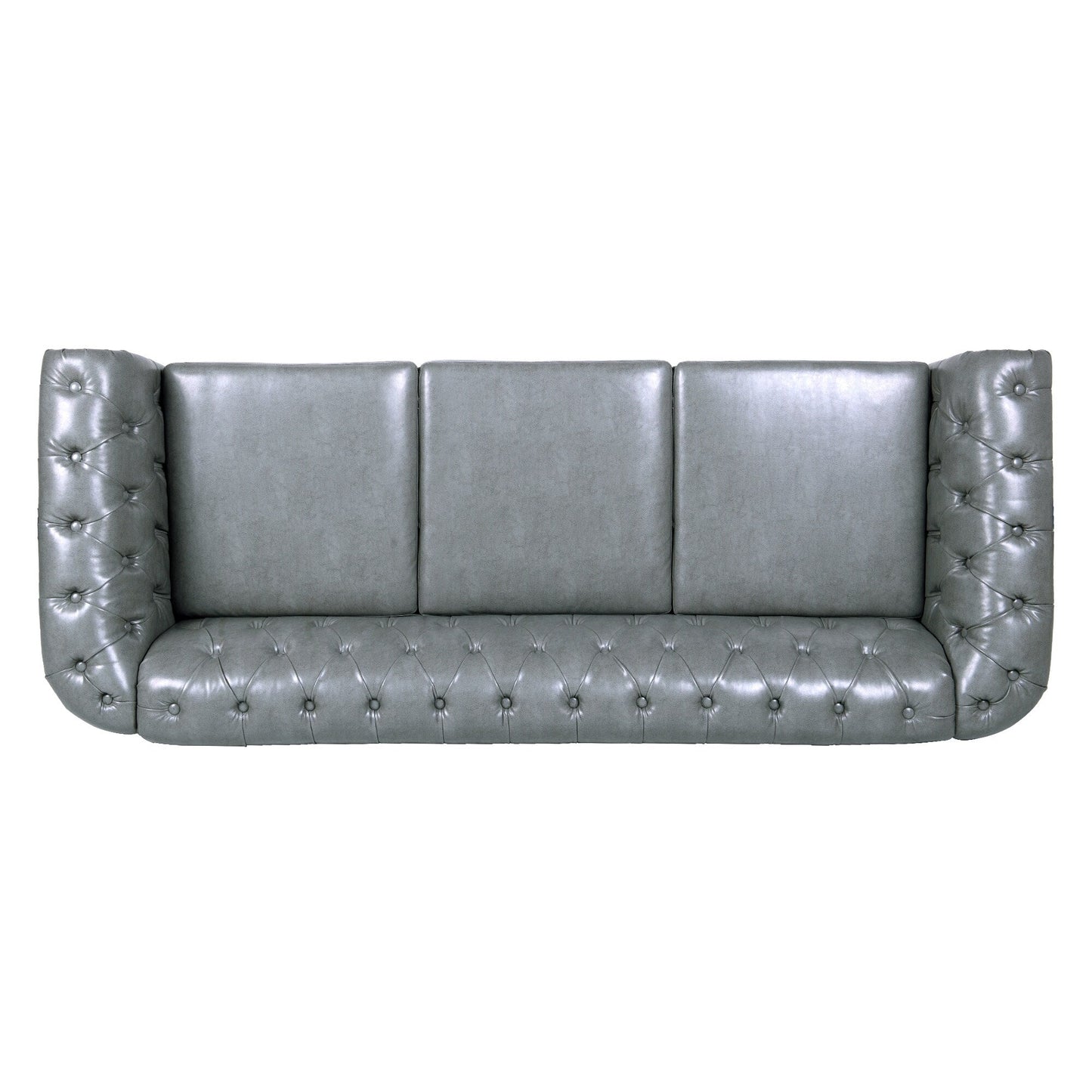 Canapé Chesterfield en cuir synthétique (3 places) avec accoudoirs roulés (84,65 $)