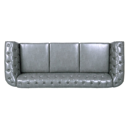 Canapé Chesterfield en cuir synthétique (3 places) avec accoudoirs roulés (84,65 $)