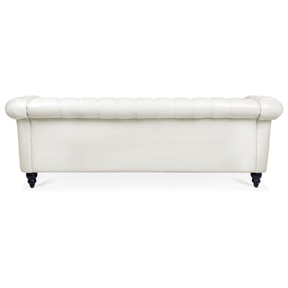 Canapé Chesterfield en cuir synthétique (3 places) avec accoudoirs roulés (84,65 $)