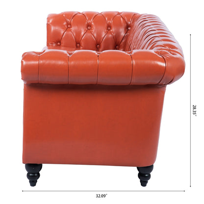 Canapé Chesterfield en cuir synthétique (3 places) avec accoudoirs roulés (84,65 $)