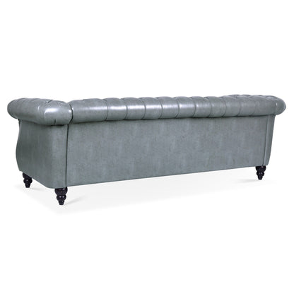 Canapé Chesterfield en cuir synthétique (3 places) avec accoudoirs roulés (84,65 $)