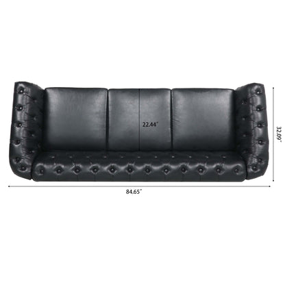 Canapé Chesterfield en cuir synthétique (3 places) avec accoudoirs roulés (84,65 $)