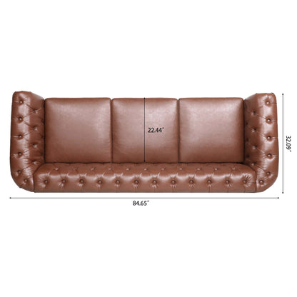 Canapé Chesterfield en cuir synthétique (3 places) avec accoudoirs roulés (84,65 $)