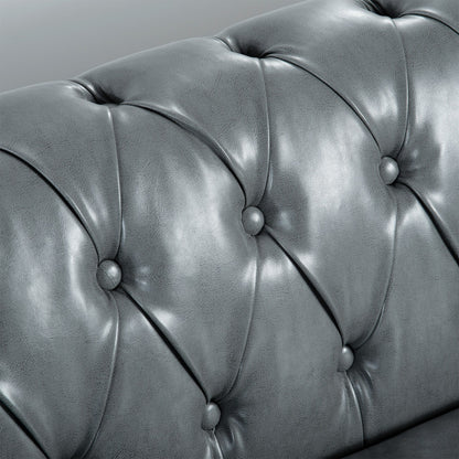 Canapé Chesterfield en cuir synthétique (3 places) avec accoudoirs roulés (84,65 $)
