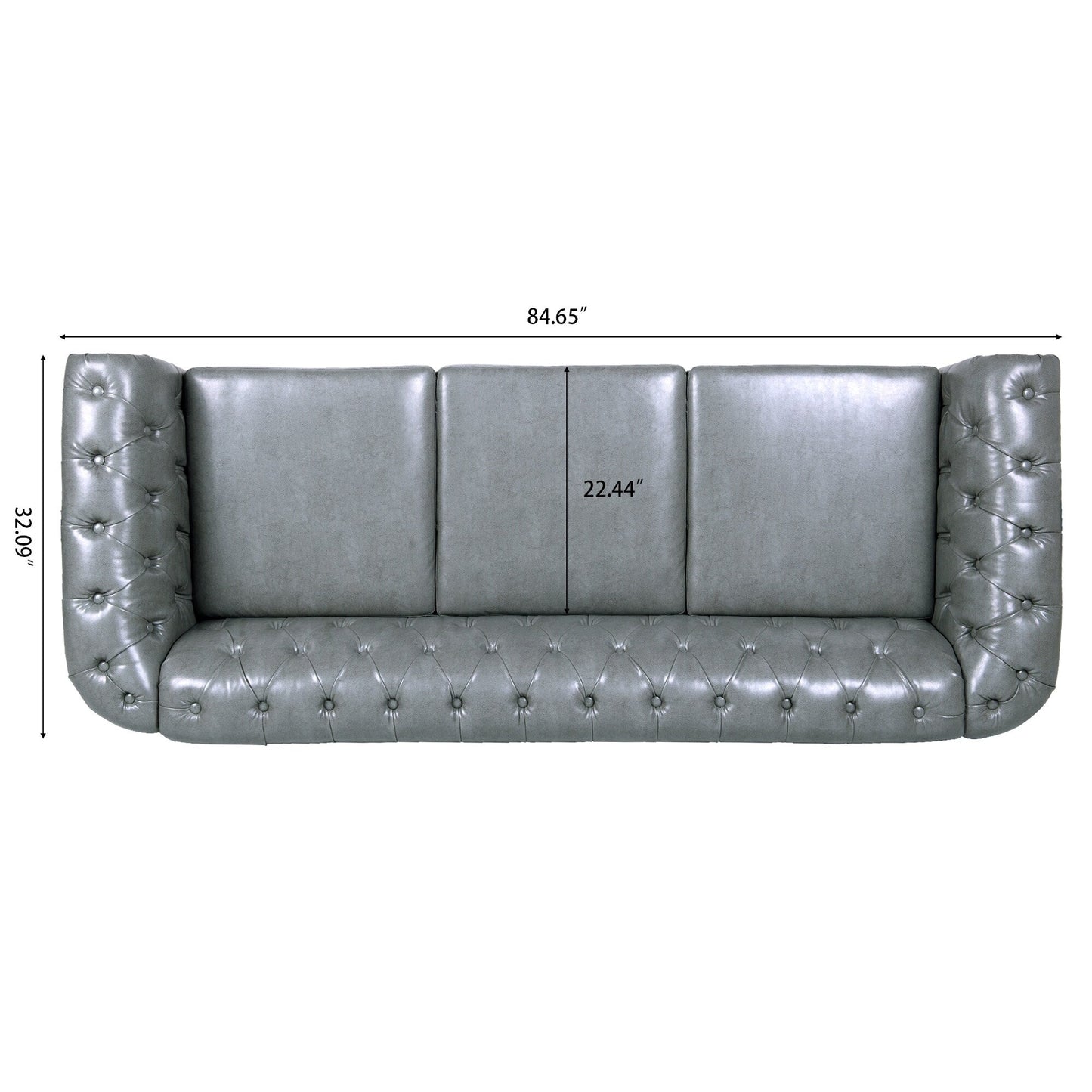 Canapé Chesterfield en cuir synthétique (3 places) avec accoudoirs roulés (84,65 $)