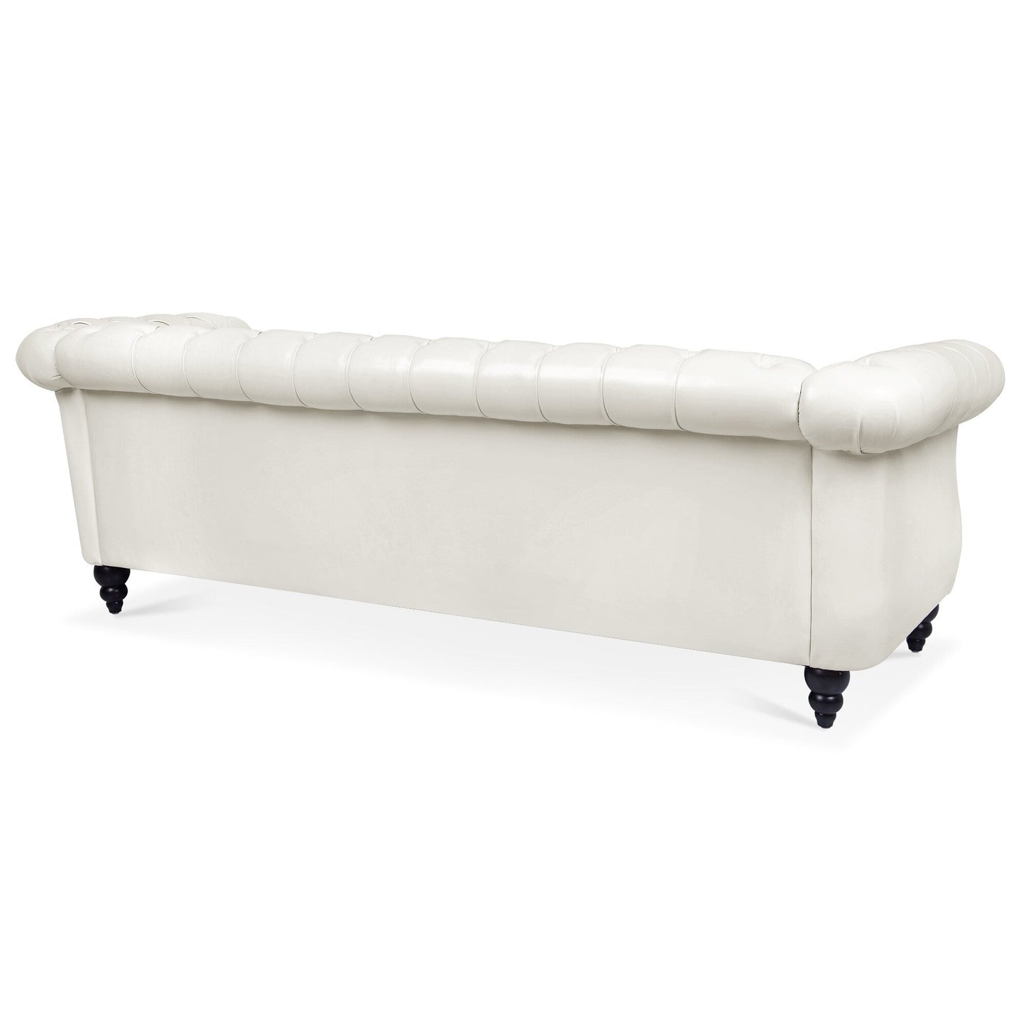 Canapé Chesterfield en cuir synthétique (3 places) avec accoudoirs roulés (84,65 $)