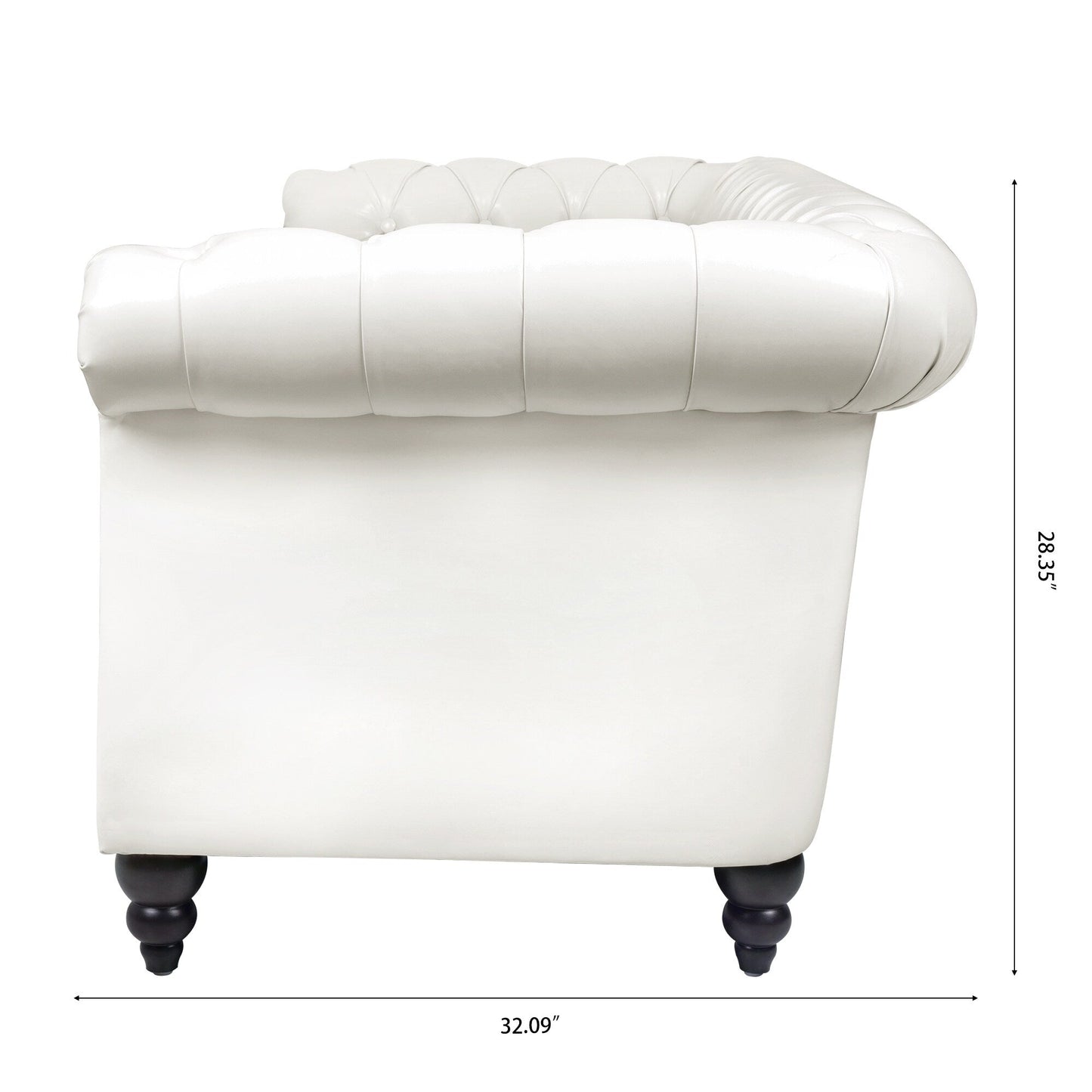 Canapé Chesterfield en cuir synthétique (3 places) avec accoudoirs roulés (84,65 $)