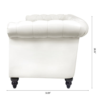 Canapé Chesterfield en cuir synthétique (3 places) avec accoudoirs roulés (84,65 $)