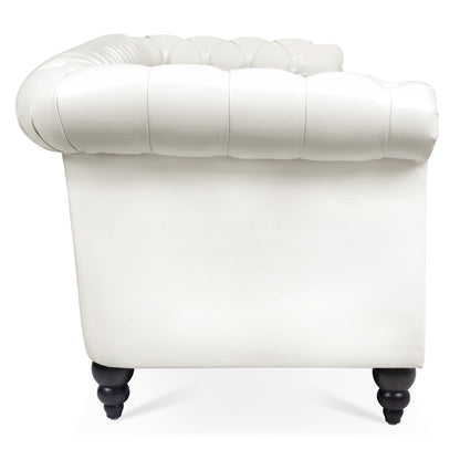 Canapé Chesterfield en cuir synthétique (3 places) avec accoudoirs roulés (84,65 $)