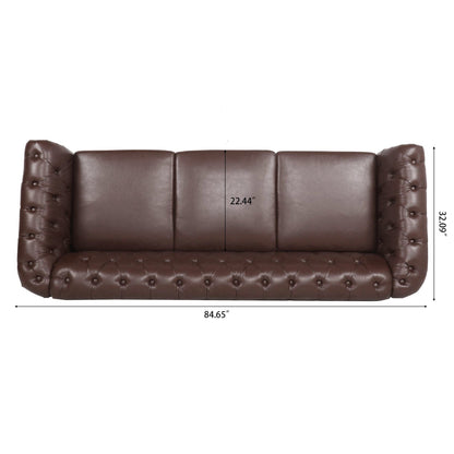Canapé Chesterfield en cuir synthétique (3 places) avec accoudoirs roulés (84,65 $)