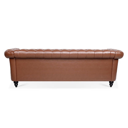 Canapé Chesterfield en cuir synthétique (3 places) avec accoudoirs roulés (84,65 $)
