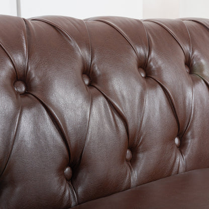 Canapé Chesterfield en cuir synthétique (3 places) avec accoudoirs roulés (84,65 $)