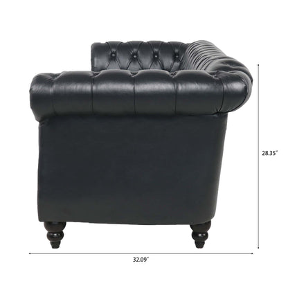 Canapé Chesterfield en cuir synthétique (3 places) avec accoudoirs roulés (84,65 $)