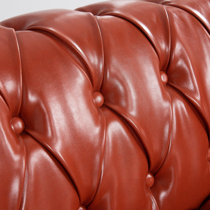 Canapé Chesterfield en cuir synthétique (3 places) avec accoudoirs roulés (84,65 $)