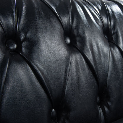 Canapé Chesterfield en cuir synthétique (3 places) avec accoudoirs roulés (84,65 $)