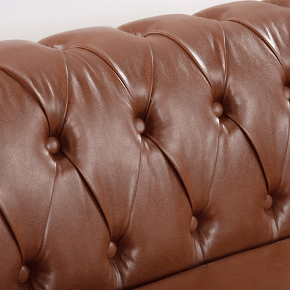 Canapé Chesterfield en cuir synthétique (3 places) avec accoudoirs roulés (84,65 $)
