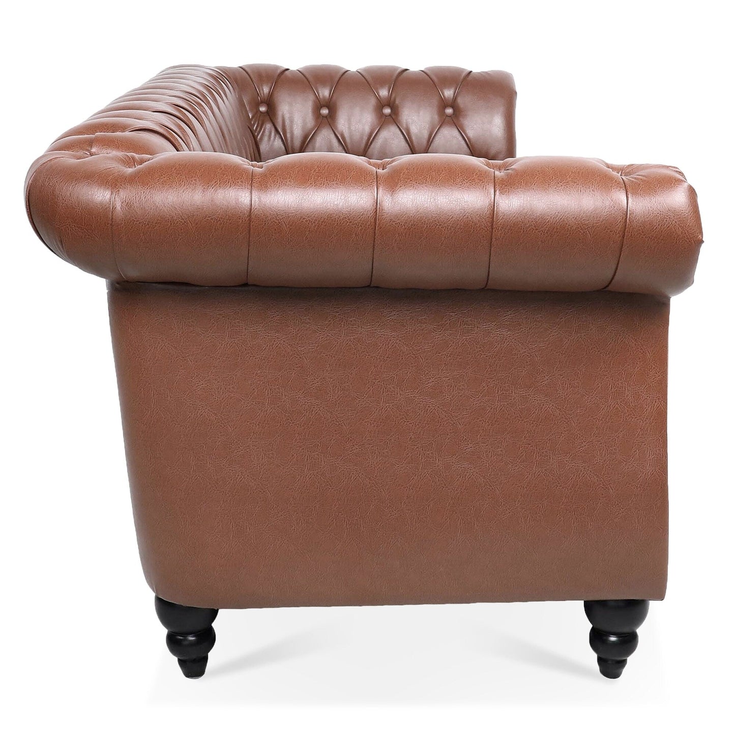 Canapé Chesterfield en cuir synthétique (3 places) avec accoudoirs roulés (84,65 $)
