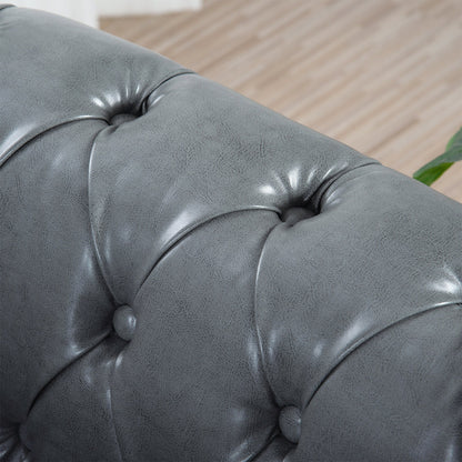 Canapé Chesterfield en cuir synthétique (3 places) avec accoudoirs roulés (84,65 $)