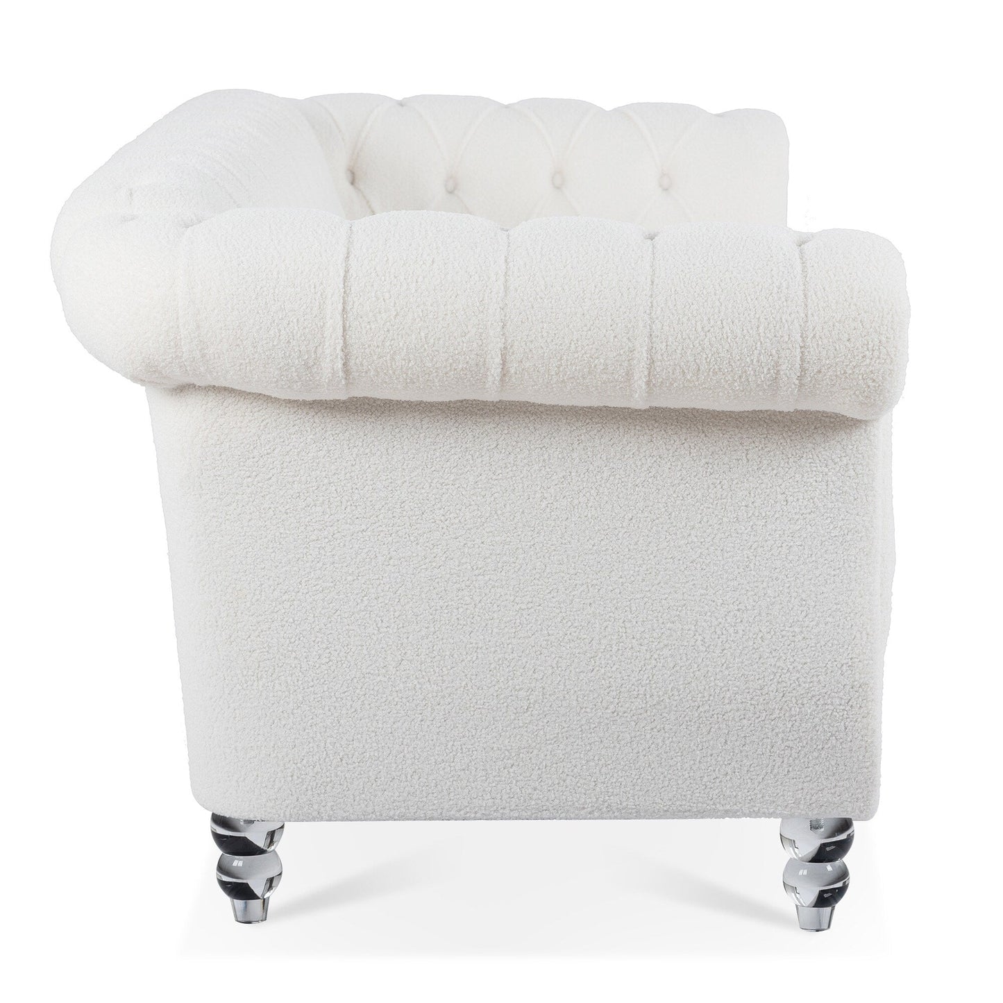 Canapé Chesterfield en polyester 84,65 avec accoudoirs roulés (3 places)
