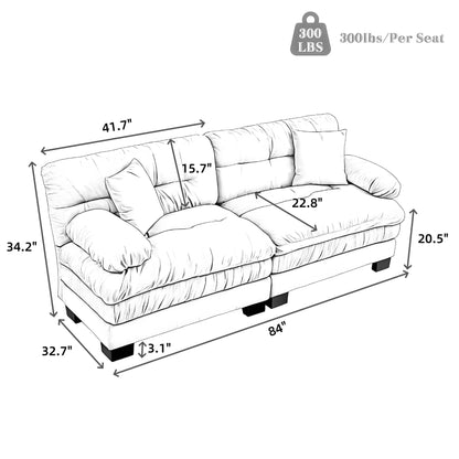 Canapé 3 places rembourré avec rembourrage en mousse à mémoire de forme double couche et oreillers confort gratuits