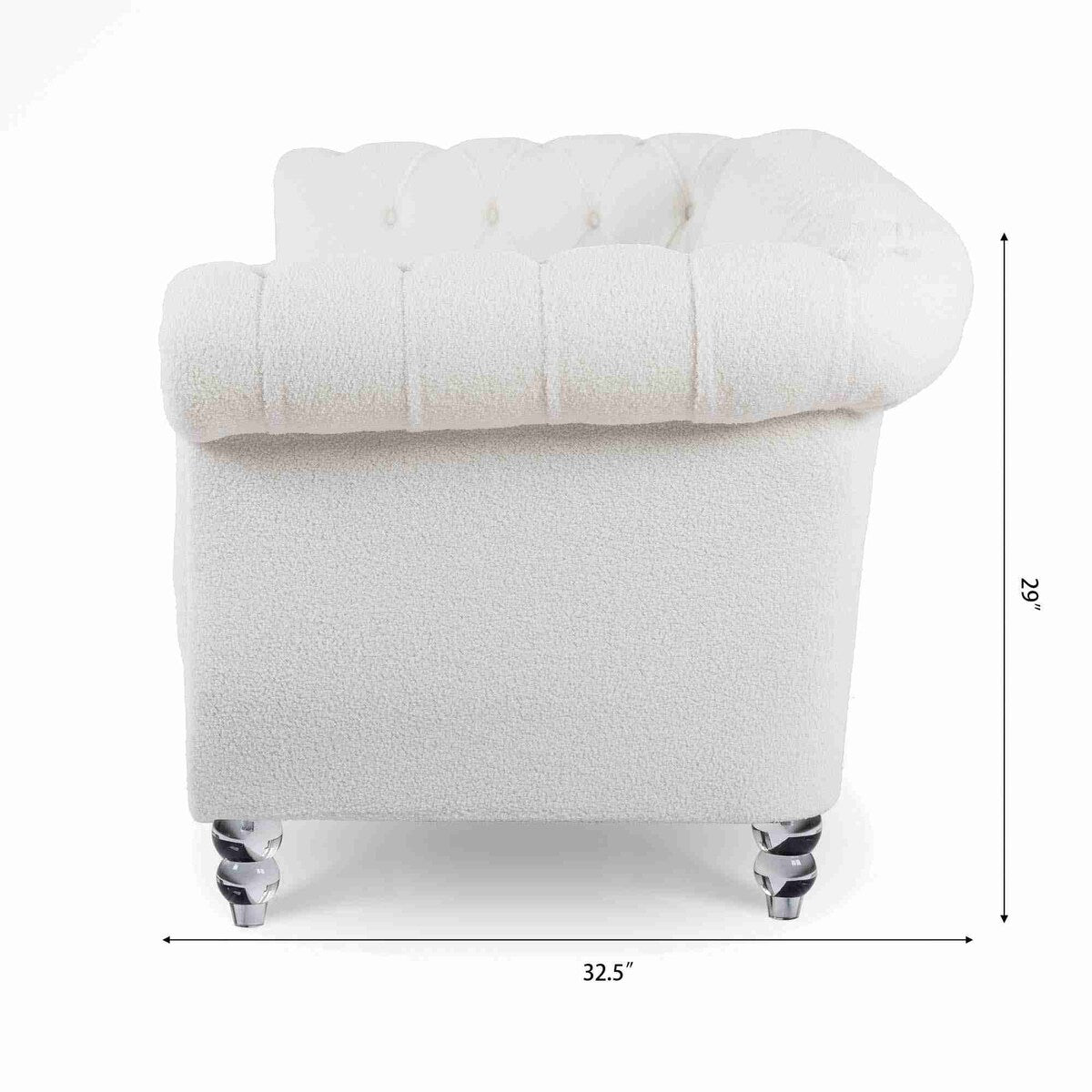 Canapé Chesterfield 3 places blanc à accoudoirs roulés