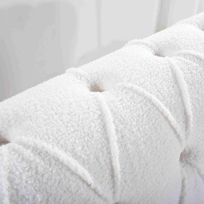 Canapé Chesterfield 3 places blanc à accoudoirs roulés