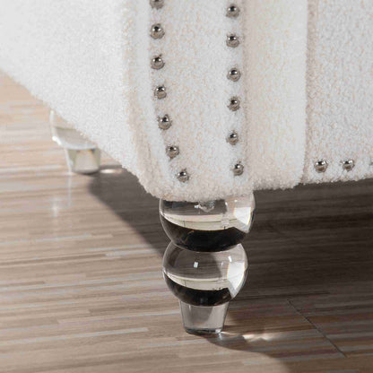 Canapé Chesterfield 3 places blanc à accoudoirs roulés