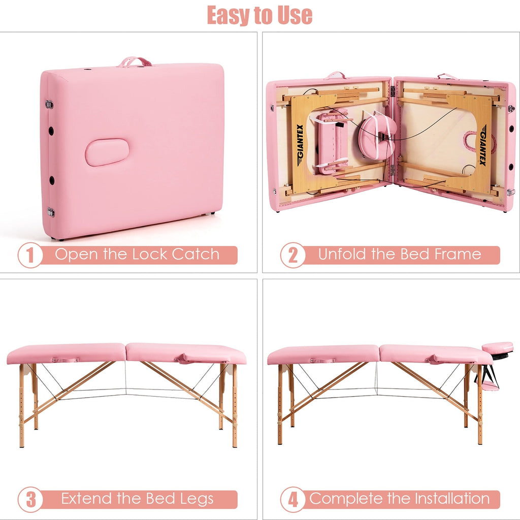 Table de massage portable 84''L réglable pour le visage, le spa et le tatouage avec transport