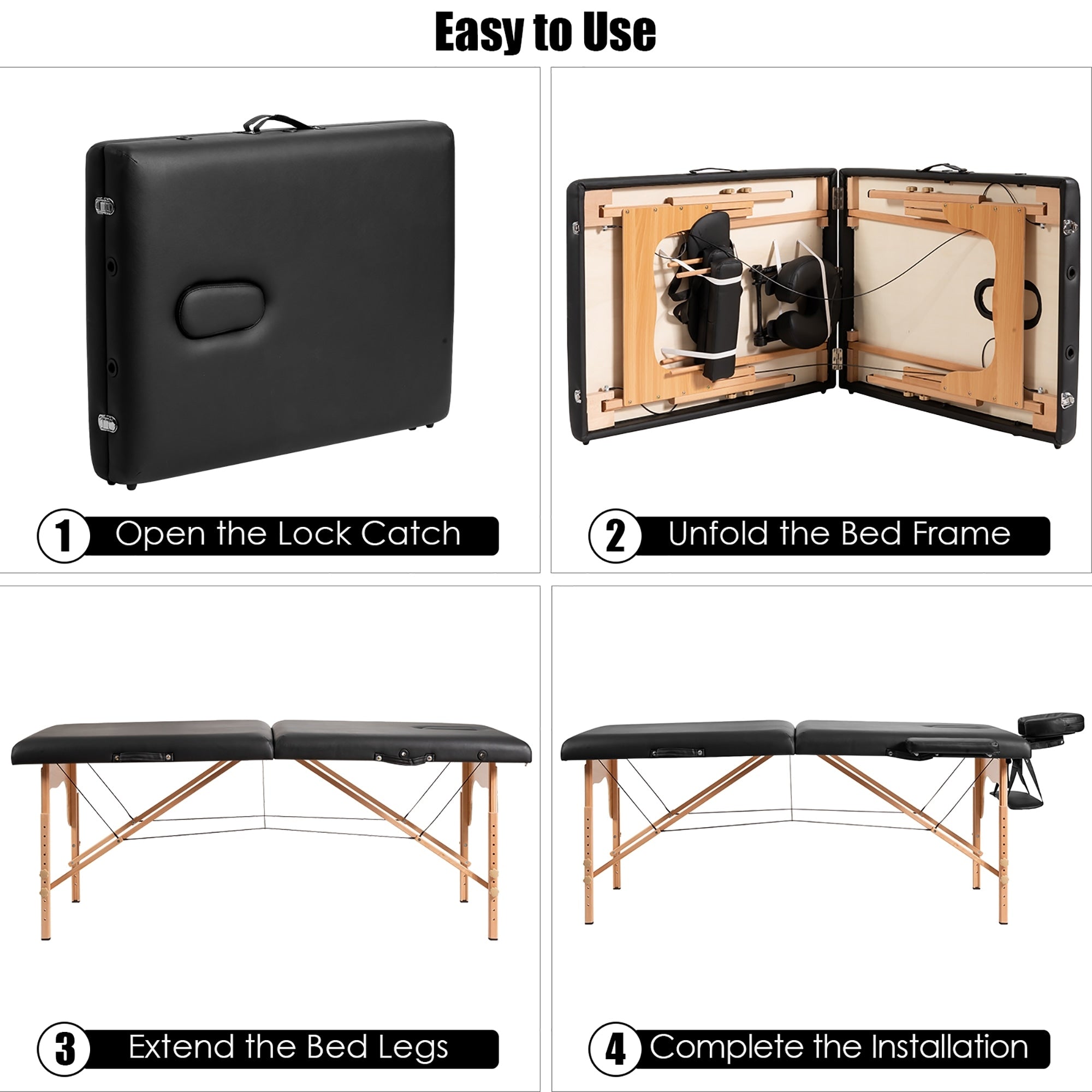 Table de massage portable 84''L réglable pour le visage, le spa et le tatouage avec transport