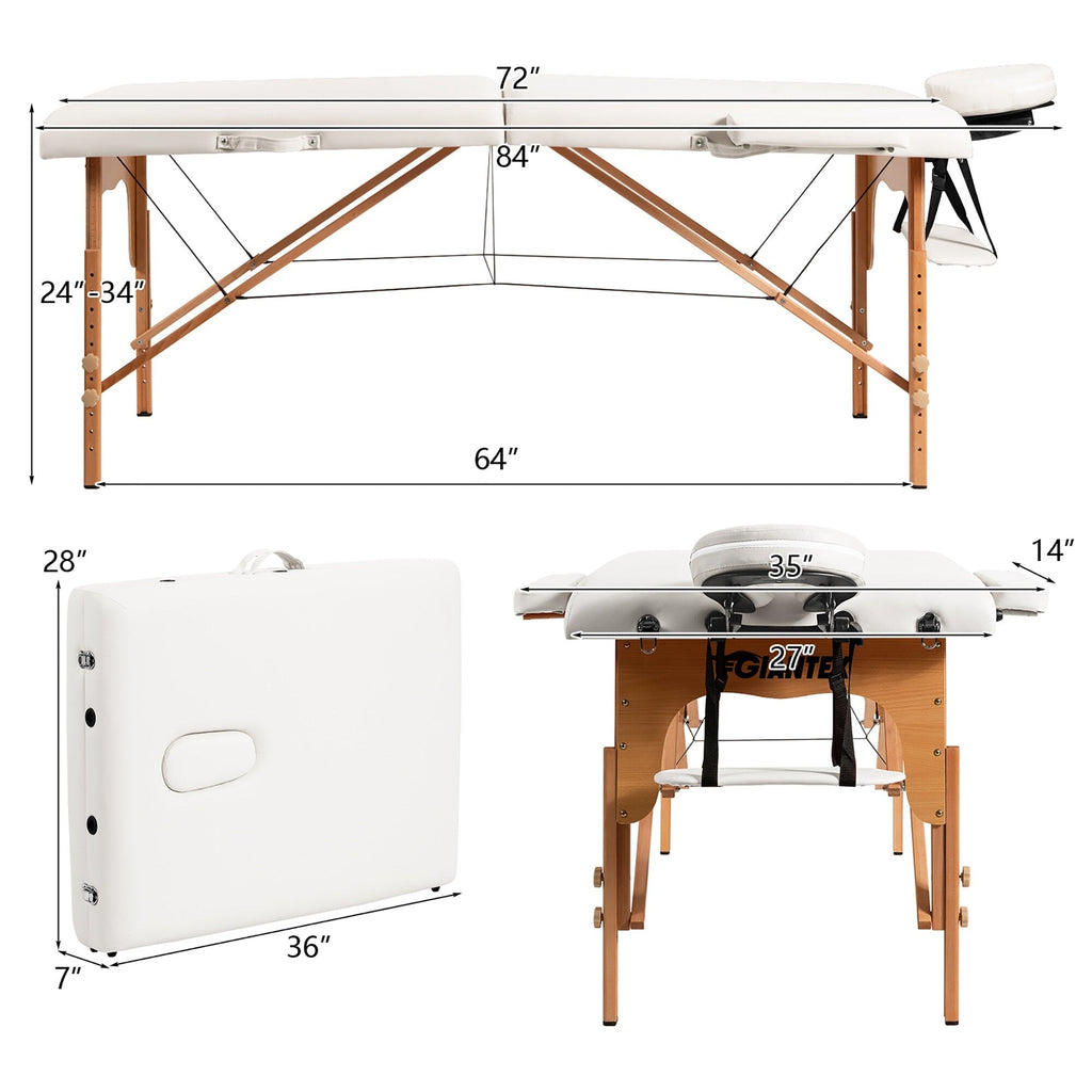Table de massage portable 84''L réglable pour le visage, le spa et le tatouage avec transport