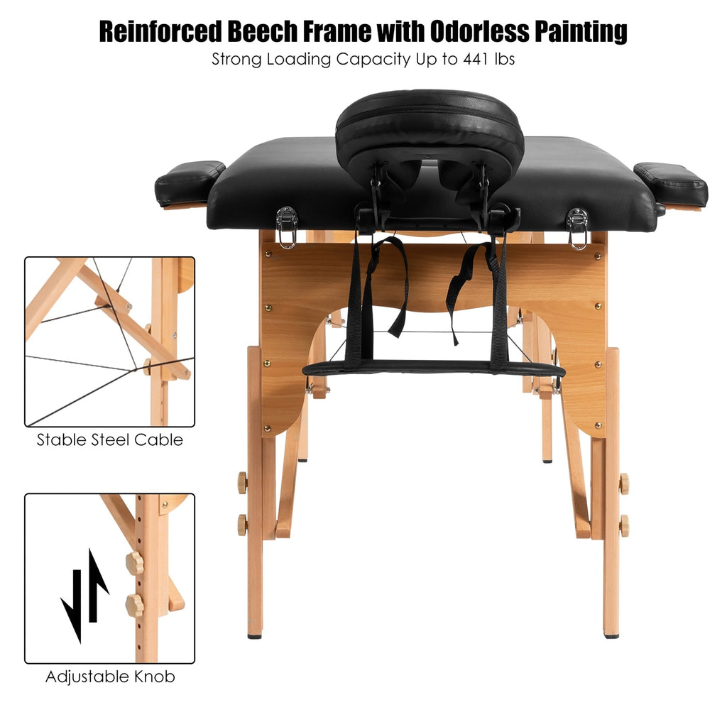 Table de massage portable 84''L réglable pour le visage, le spa et le tatouage avec transport
